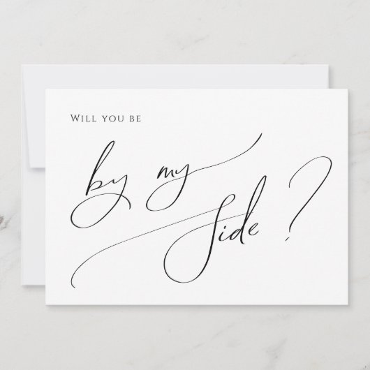 Whimsical Minimal Script By My Side Huwelijksaanzo Kaart (Voorkant)