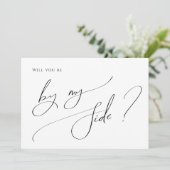 Whimsical Minimal Script By My Side Huwelijksaanzo Kaart (Staand voorkant)