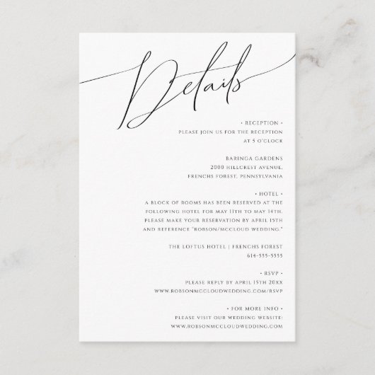 Whimsical Minimal Script Details Informatiekaartje (Voorkant)