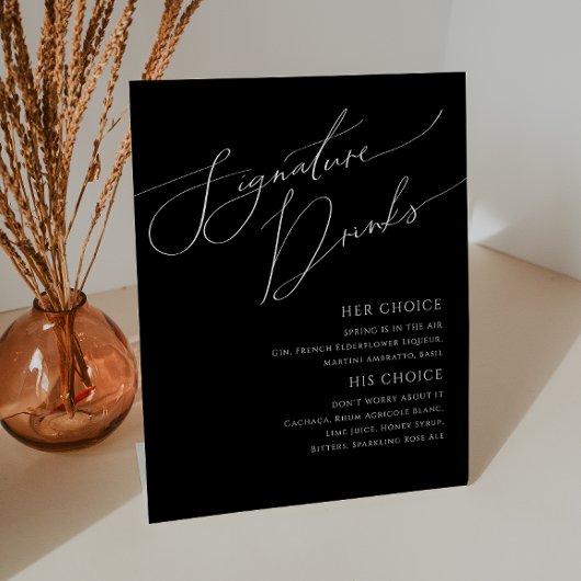 Whimsical Minimal Script | Drinken voor zwarte han Reclamebord Met Voetstuk