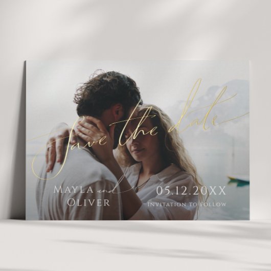 Whimsical Minimal Script Foto Save The Date Folie Uitnodiging