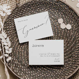 Whimsical Minimal Script Groomsman-voorstel Kaart