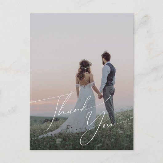 Whimsical Minimal Script Photo Wedding Hartelijk d Briefkaart (Voorkant)