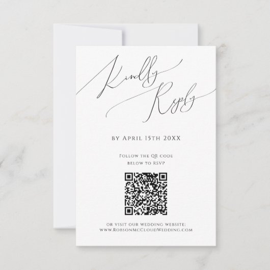 Whimsical Minimal Script QR Code RSVP Card (Voorkant)