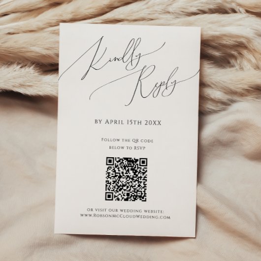 Whimsical Minimal Script QR Code RSVP Card