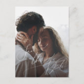 Whimsical Minimal Script Volledige Foto Save The D Uitnodiging Briefkaart (Voorkant)