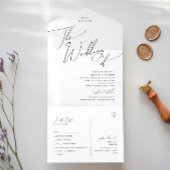 Whimsical Minimal Script Wedding of Seal and Send All In One Uitnodiging
