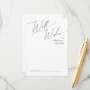 Whimsical Minimal Script Wedding Well Wishes Kaart