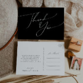 Whimsical Minimal Script | Zwarte bruiloft Harteli Briefkaart