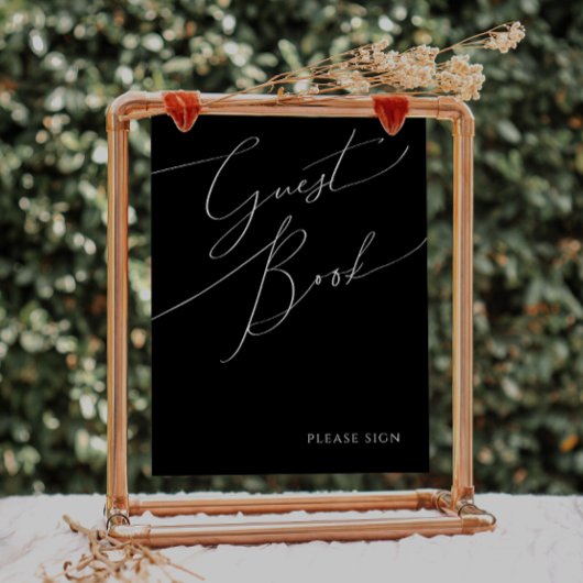 Whimsical Minimal Script | Zwarte gastenboek handt Poster