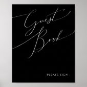 Whimsical Minimal Script | Zwarte gastenboek handt Poster (Voorkant)