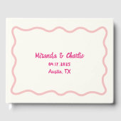 Whimsical Minimal Wavy Sweet Border Pink Wedding Gastenboek (Voorkant)