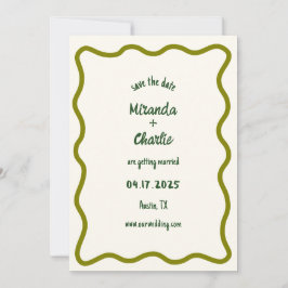 Whimsical minimale golvende rand handgeschreven Ca Save The Date