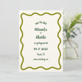 Whimsical minimale golvende rand handgeschreven Ca Save The Date (Staand voorkant)