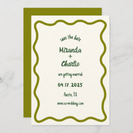 Whimsical minimale golvende rand handgeschreven Ca Save The Date