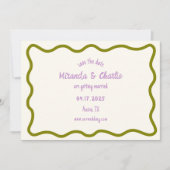 Whimsical minimale golvende rand handgeschreven Ca Save The Date (Voorkant)