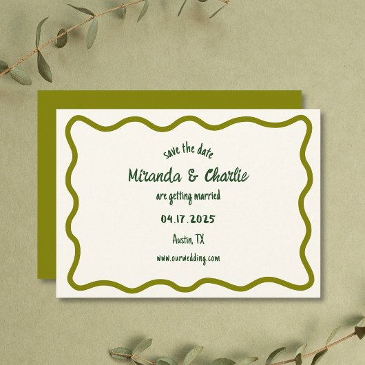 Whimsical minimale golvende rand handgeschreven Ca Save The Date