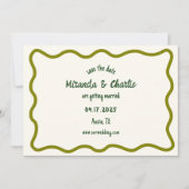 Whimsical minimale golvende rand handgeschreven Ca Save The Date (Voorkant)