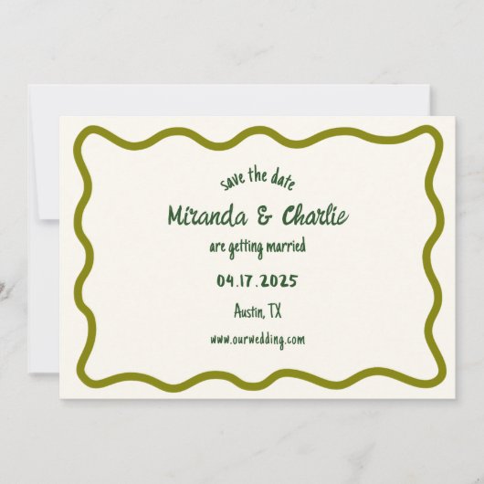 Whimsical minimale golvende rand handgeschreven Ca Save The Date (Voorkant)