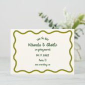 Whimsical minimale golvende rand handgeschreven Ca Save The Date (Staand voorkant)