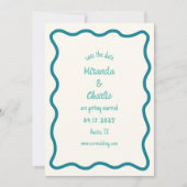 Whimsical minimale golvende rand handgeschreven ee save the date (Voorkant)
