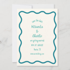 Whimsical minimale golvende rand handgeschreven ee save the date