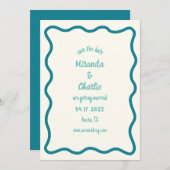 Whimsical minimale golvende rand handgeschreven ee save the date (Voorkant / Achterkant)