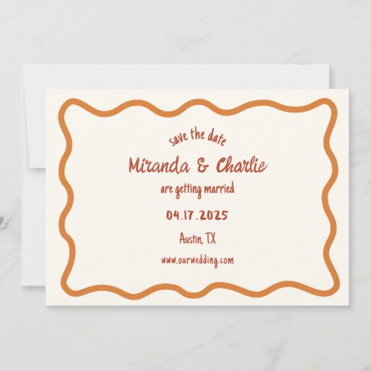 Whimsical minimale golvende rand handgeschreven ja save the date (Voorkant)