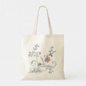 Whimsical Minimalist Bicycle Vine Pink Rose Tote Bag (Achterkant)