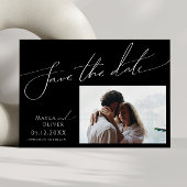 Whimsical Minimalist Black Photo Horizontal Save The Date