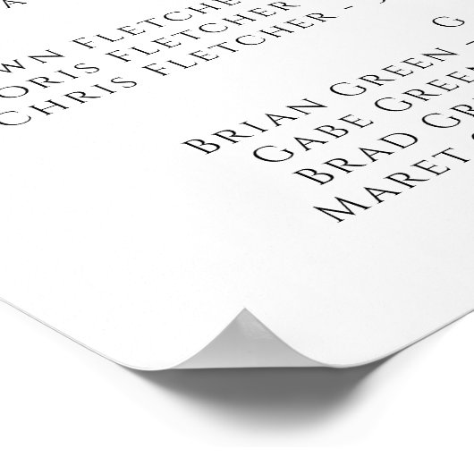 Whimsical Minimalist Script Alfabetical Seating P Poster (Hoek)