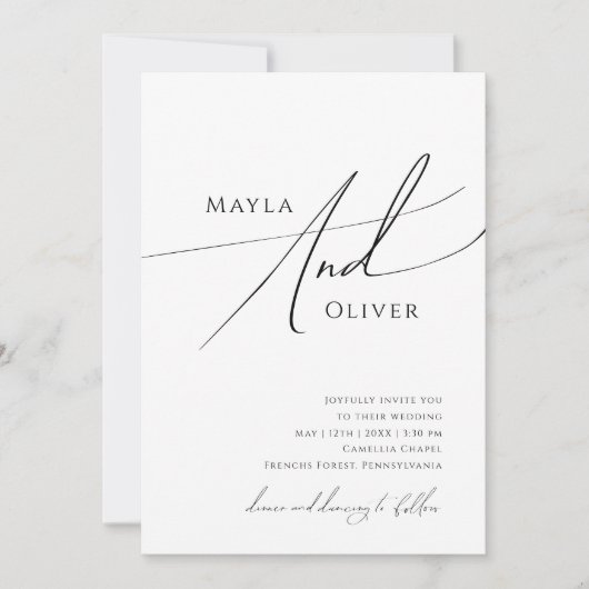 Whimsical Minimalist Script All-in-One Weddenschap Kaart (Voorkant)