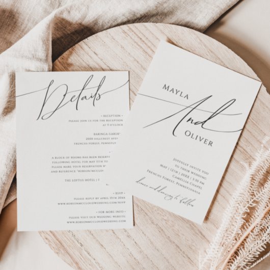 Whimsical Minimalist Script All-in-One Weddenschap Kaart
