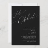 Whimsical Minimalist Script Black Let's Celebrate Kaart (Voorkant)