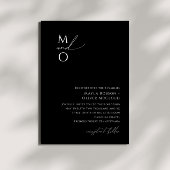 Whimsical Minimalist Script Black Monogram Weddens Kaart