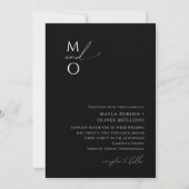 Whimsical Minimalist Script Black Monogram Weddens Kaart (Voorkant)