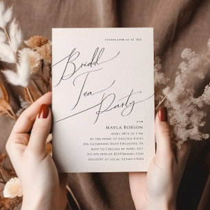 Whimsical Minimalist Script Bridal Tea Party Kaart
