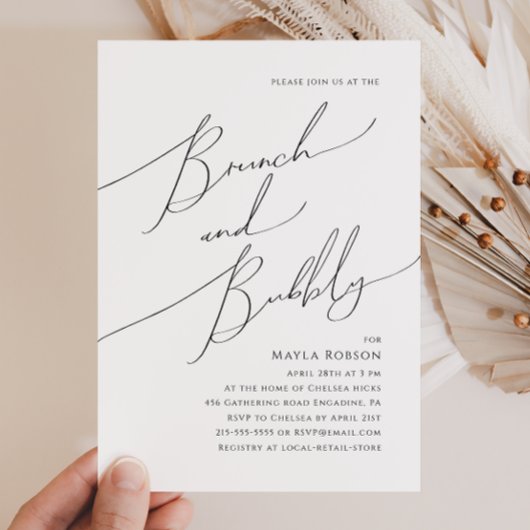 Whimsical Minimalist Script Brunch en Bubble Kaart