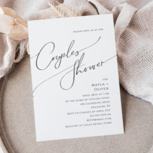Whimsical Minimalist Script Couples Shower Kaart