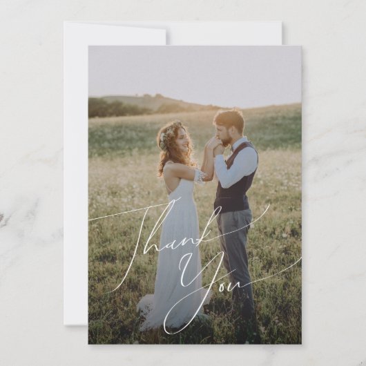 Whimsical Minimalist Script Flat Photo Bedankkaart (Voorkant)