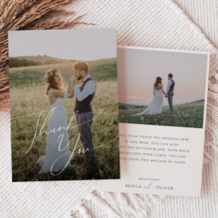 Whimsical Minimalist Script Flat Photo Bedankkaart