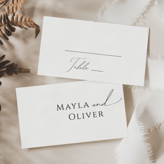 Whimsical Minimalist Script Flat Wedding Plaatskaartje