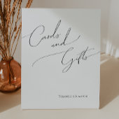 Whimsical Minimalist Script Kaarten en Gifts Reclamebord Met Voetstuk