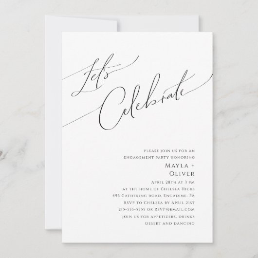 Whimsical Minimalist Script Laten we Invita vieren Kaart (Voorkant)