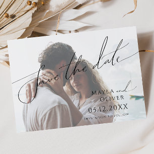 Whimsical Minimalist Script Light Faded foto Save The Date