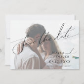 Whimsical Minimalist Script Light Faded foto Save The Date (Voorkant)