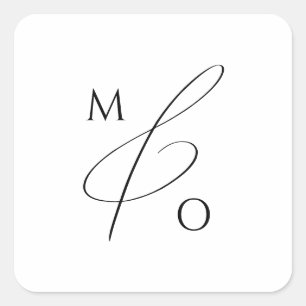 Whimsical Minimalist Script Monogram Envelope Seal Vierkante Sticker