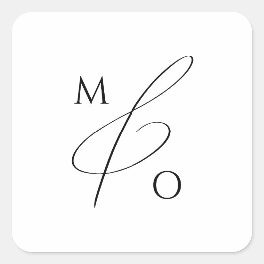 Whimsical Minimalist Script Monogram Envelope Seal Vierkante Sticker (Voorkant)