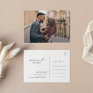 Whimsical Minimalist Script Photo Save the Date Uitnodiging Briefkaart