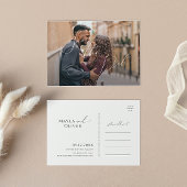 Whimsical Minimalist Script Photo Save the Date Uitnodiging Briefkaart